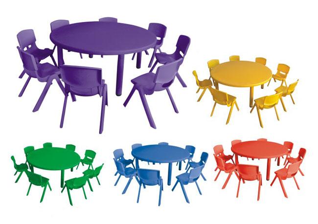 El plástico redondo colorido de la guardería embroma los muebles de la tabla para la sala de clase de la guardería con la raíz de goma para aprender