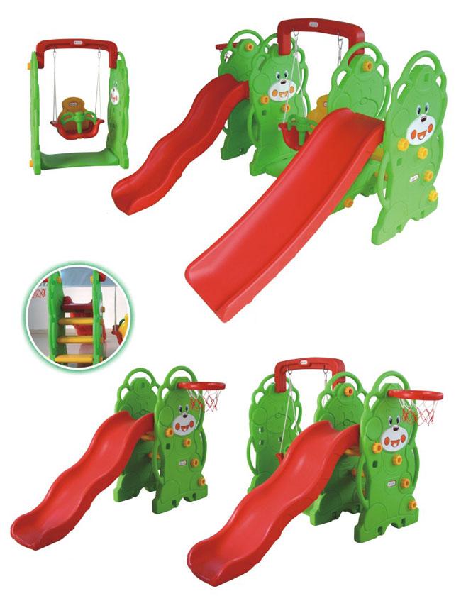 3 en los niños 1 fuera del sistema colorido plástico multifuncional del oscilación de la diapositiva de los niños de los juguetes y de la diapositiva del bebé del oscilación