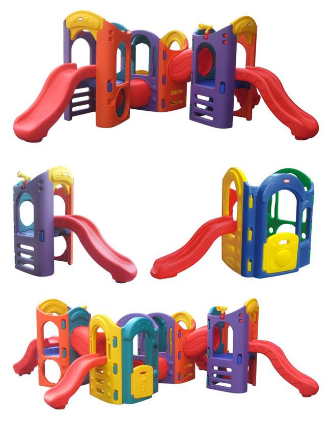 Niños plásticos del patio, juguetes interiores 8 del patio en la 1 diapositiva de los pequeños niños plásticos de la combinación
