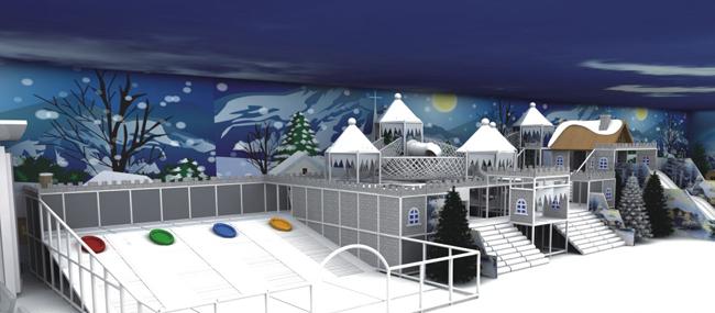 Equipo interior del patio del tema del castillo de la nieve para el parque grande recreativo del anuncio publicitario de los niños
