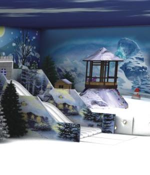 Equipo interior del patio del tema del castillo de la nieve para el parque grande recreativo del anuncio publicitario de los niños