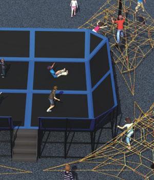 Equipo activo de ejercicio grande al aire libre del parque del trampolín de los marcos que suben de los niños