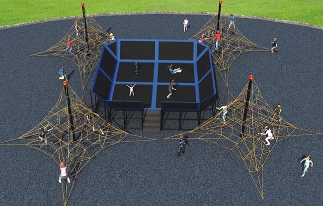 Equipo activo de ejercicio grande al aire libre del parque del trampolín de los marcos que suben de los niños