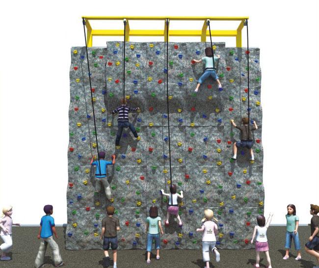 Niños al aire libre verticales que suben el equipo, los marcos que suben de los niños para su competencia