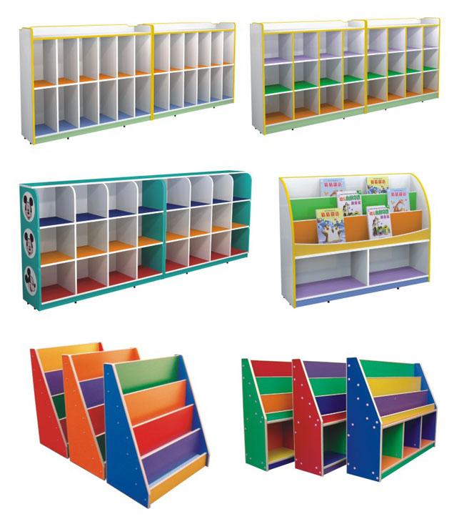 Diseño colorido o muebles de madera de la sala de clase de la guardería de los gabinetes, muebles del MDF de escuela antiguos para el almacenamiento del juguete de los zapatos